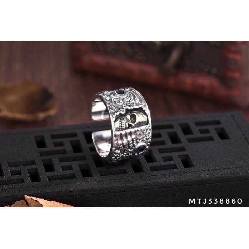 NHẪN NAM BẠC THÁI HÌNH ĐẦU LÂU S925 NHẪN NAM ĐẦU LÂU BẠC THÁI 925-Minh Tâm Jewelry