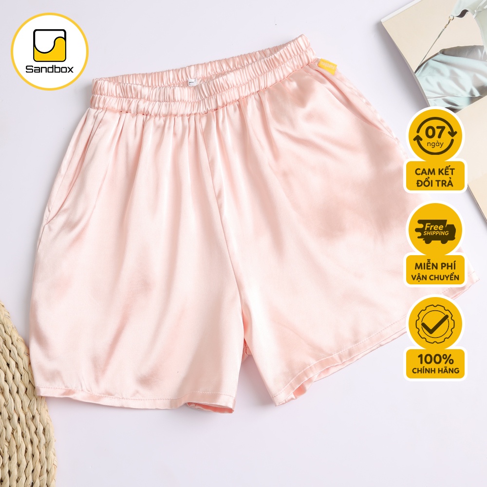 Quần Short Nữ SANDBOX Lụa Satin Cao Cấp Mềm Mịn,Thoáng Mát, Form Rộng