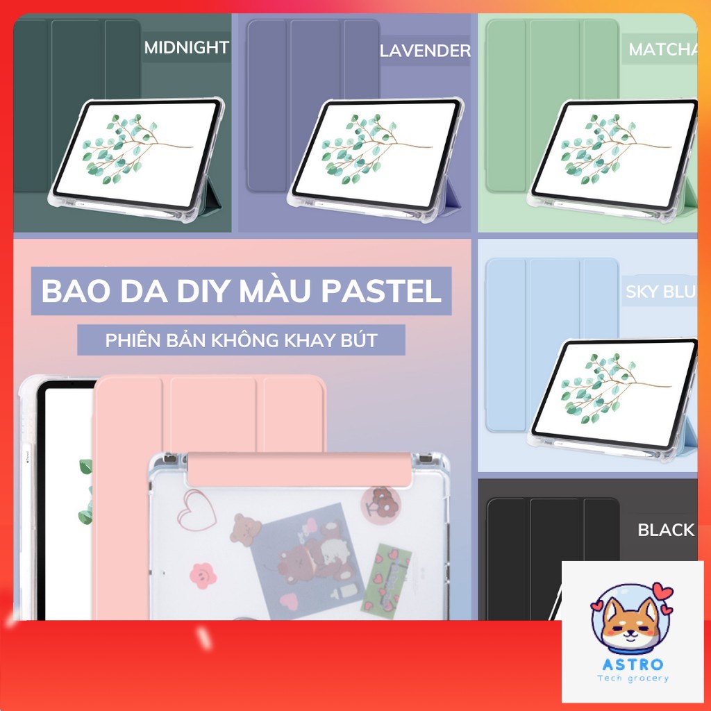 [Không khay bút siêu mỏng] Bao da cover iPad màu pastel nhám mờ chống ố. Cover iPad Gen 7 8 Mini Air 4 3 Pro 11 12.9