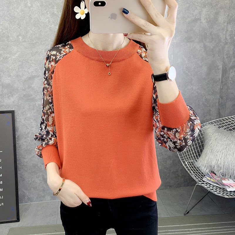 Áo Thun Dệt Kim Cổ Tròn Phối Ren Phong Cách Phương Tây Thời Trang Cho Nữ