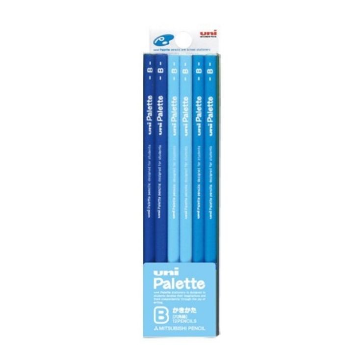 Set 12 Bút Chì 2B Uni Palette,Viết Trơn Đều,Mịn Màng Trên Mặt Giấy