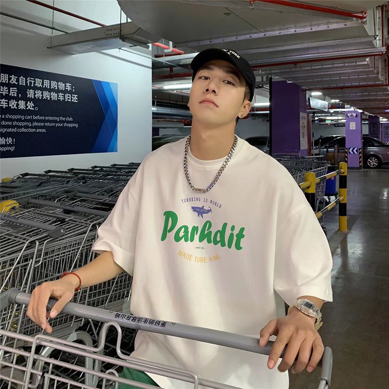 Áo Thun Nam Dáng Rộng In Chữ Phong Cách Hip Hop Hàn Quốc Thời Trang Mùa Hè Thoải Mái Cỡ Lớn M-8XL