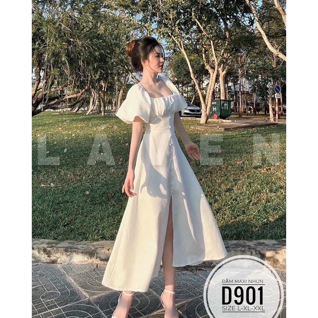 [ BIGSIZE ] Đầm maxi nút bọc cao cấp từ 55-90kg