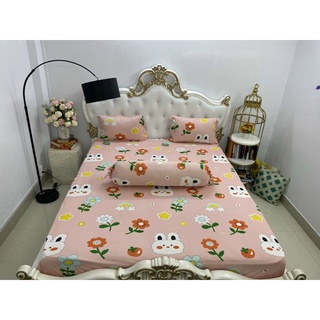 Bộ drap thun☘️FREESHIP☘️ga thun Hàn Quốc mẫu thỏ xinh(1ga, 3 vỏ gối).