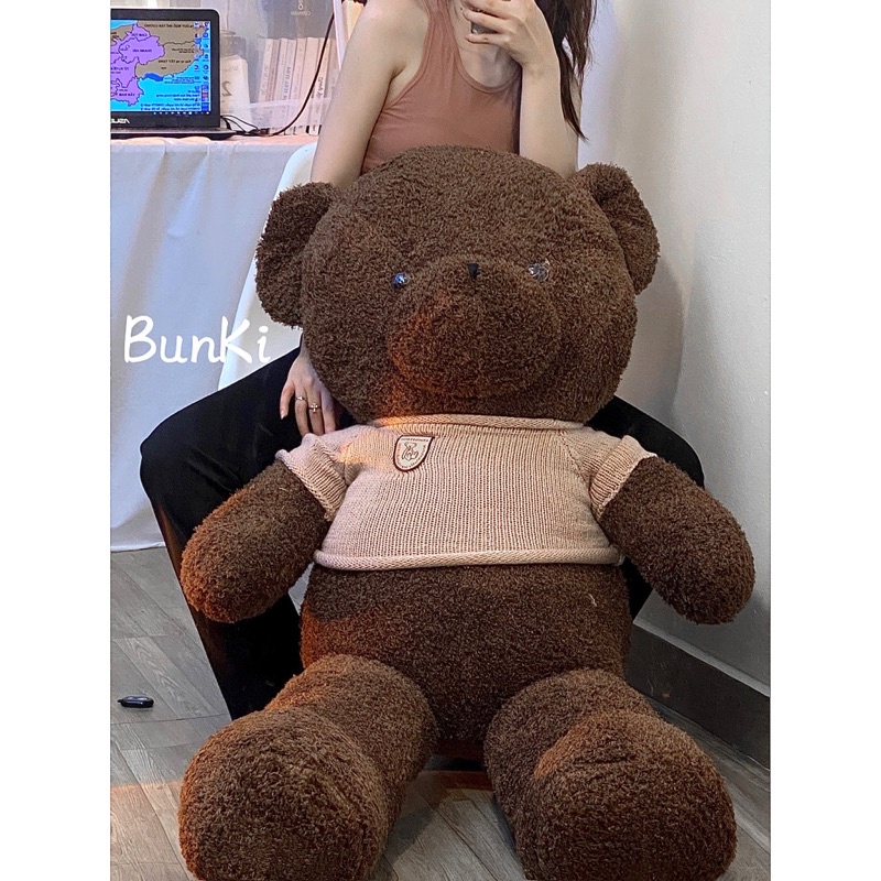 GẤU BÔNG TEDDY BOBBY BROWN 140CM NÂU ĐEN CAO CẤP BUNKI