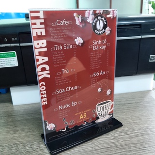 Kệ Mica A4,A5,A6 / Menu Mica A4,A5,A6 - Đế lùa hiển thị 02 mặt