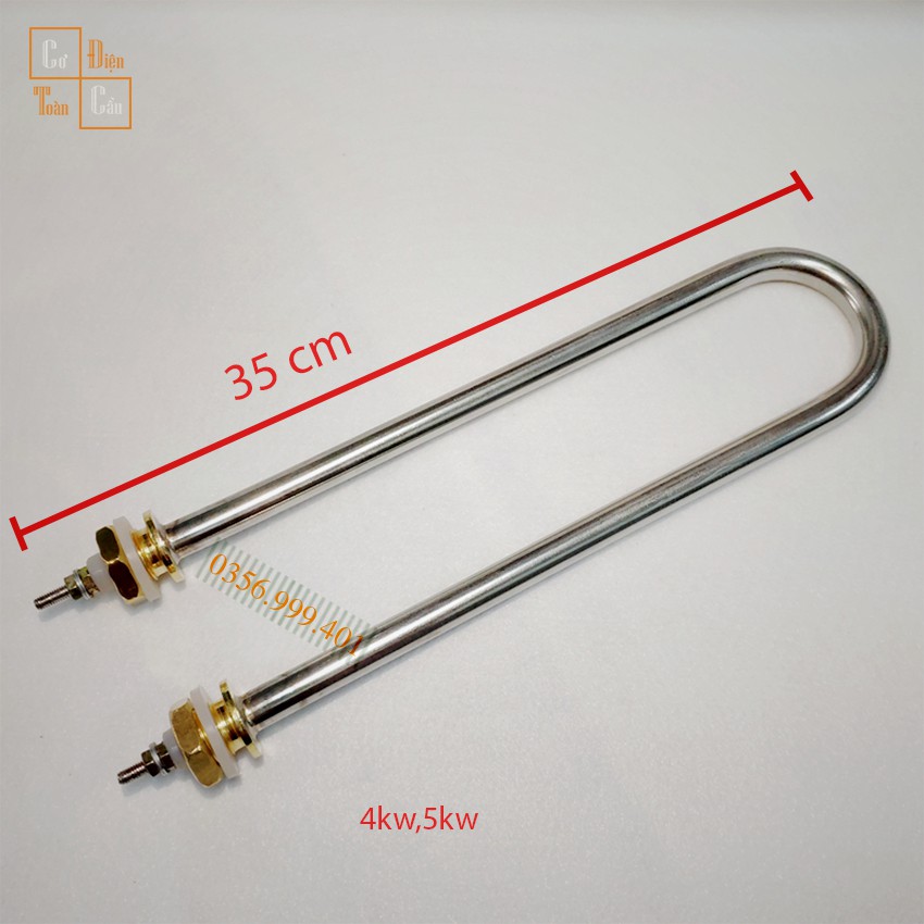 Điện trở đun nước Inox chữ U đơn công suât 5kw 4kw  35cm điện áp nguồn 220v 380v ( Điện trở nồi phở,nồi hơi, nồi cháo)