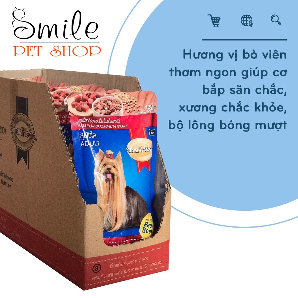 [RẺ NHẤT] Pate Smartheart cho chó lớn các vị gói 130gr - Smile Pet Shop