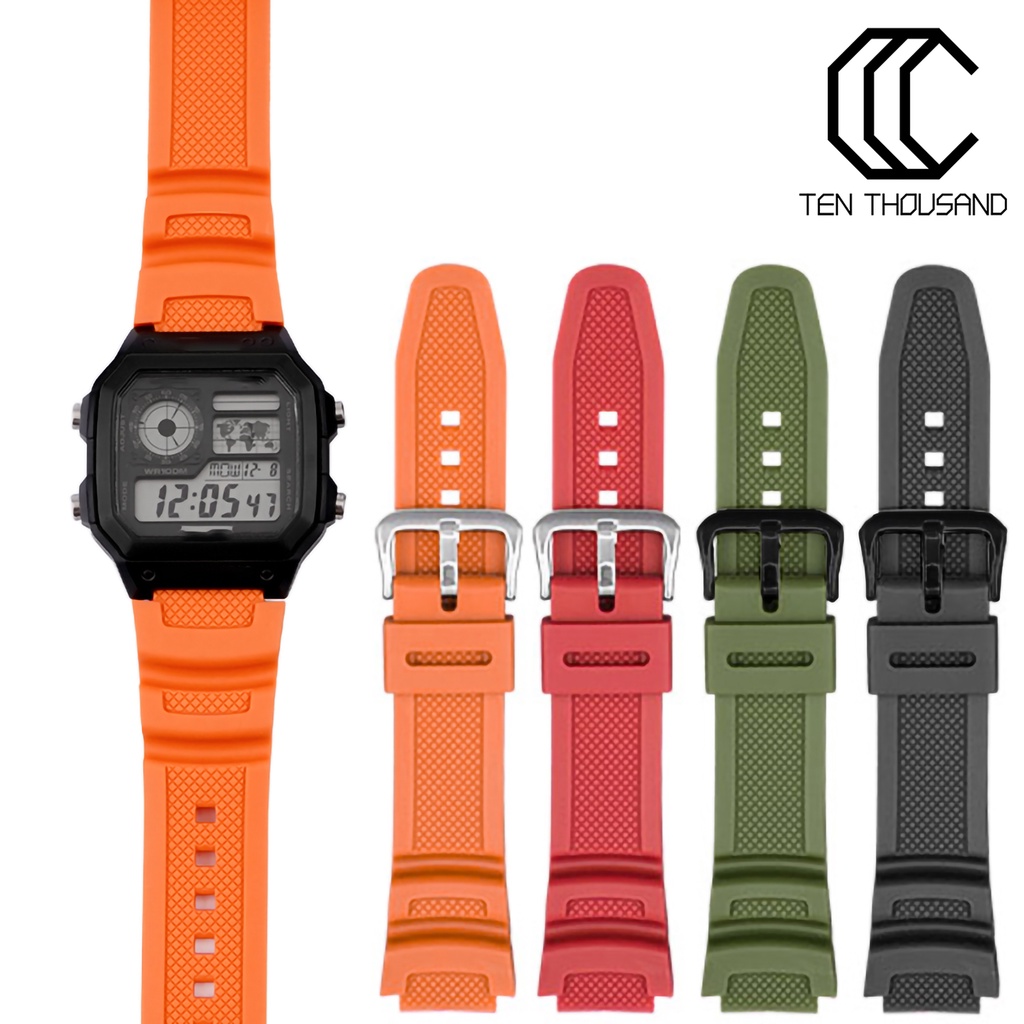 ✧Dây Đeo Thay Thế 18mm Chống Nước Cho Đồng Hồ Casio AE-1000W / AQ-S810W / SGW-300H / W-S200H