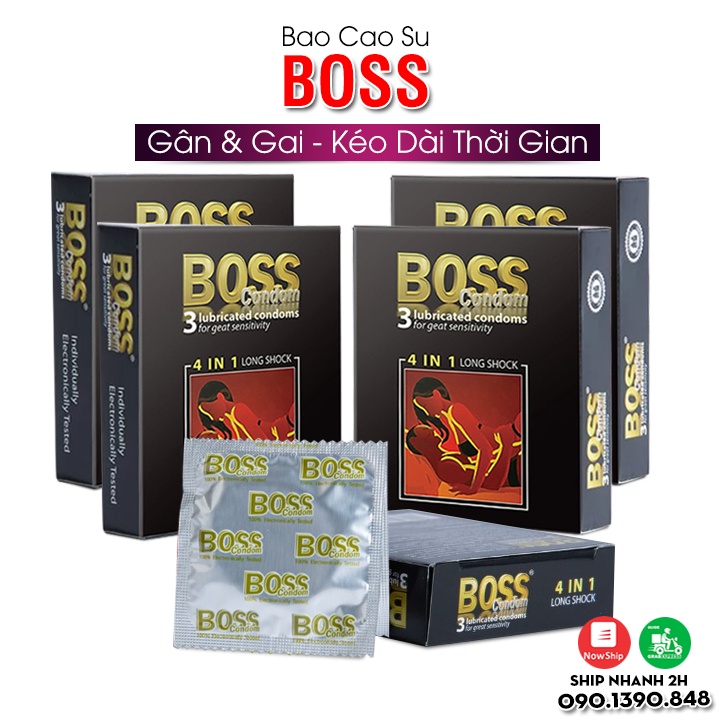 [Combo Cực Rẻ] 5 Hộp Bao Cao Su Boss 4 In 1 (Hộp 3C) – Bcs Gân Gai &amp; Kéo Dài Thời Gian. Cho Cuộc Yêu Thêm Phần Hứng Khởi