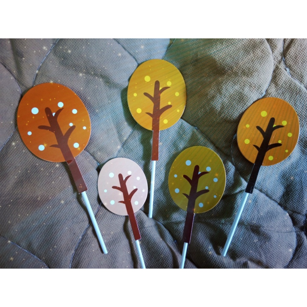 bánh kem sinh nhật [FREESHIP❤️] set 5 que cắm lá cây xanh