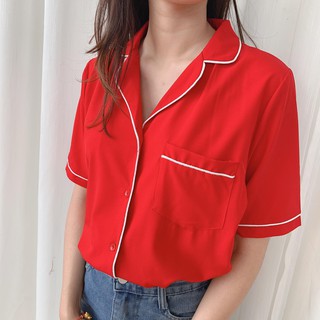 Áo sơ mi cổ pijama túi ngực #2111