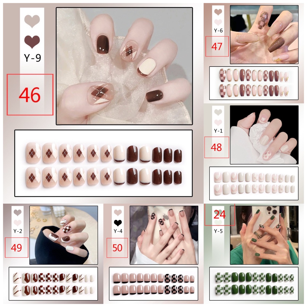 Set 24 Móng Tay Giả Họa Tiết Bò Sữa Đen Trắng Đáng Yêu Dùng Trang Trí Móng Nghệ Thuật