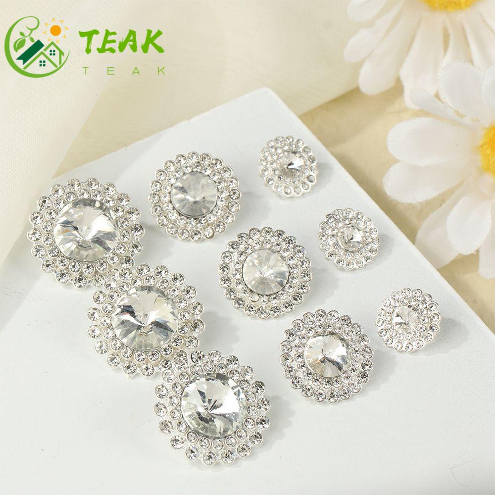 Bộ 10 Nút Áo Kim Loại Đính Đá Lấp Lánh Dùng Cho Trang Trí Quần Áo/Sổ Tay DIY