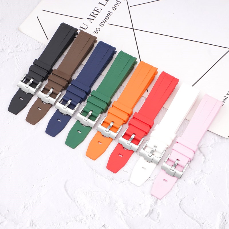 Dây Đeo Đồng Hồ Bằng Cao Su Silicone TPU Đầu Cong Khóa Inox Cho Omega 20mm