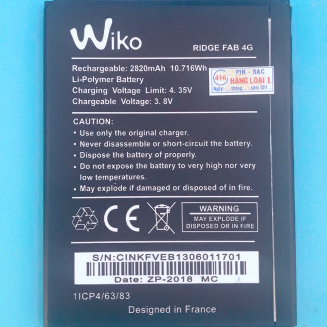 Pin Wiko Ridge Fab 4G