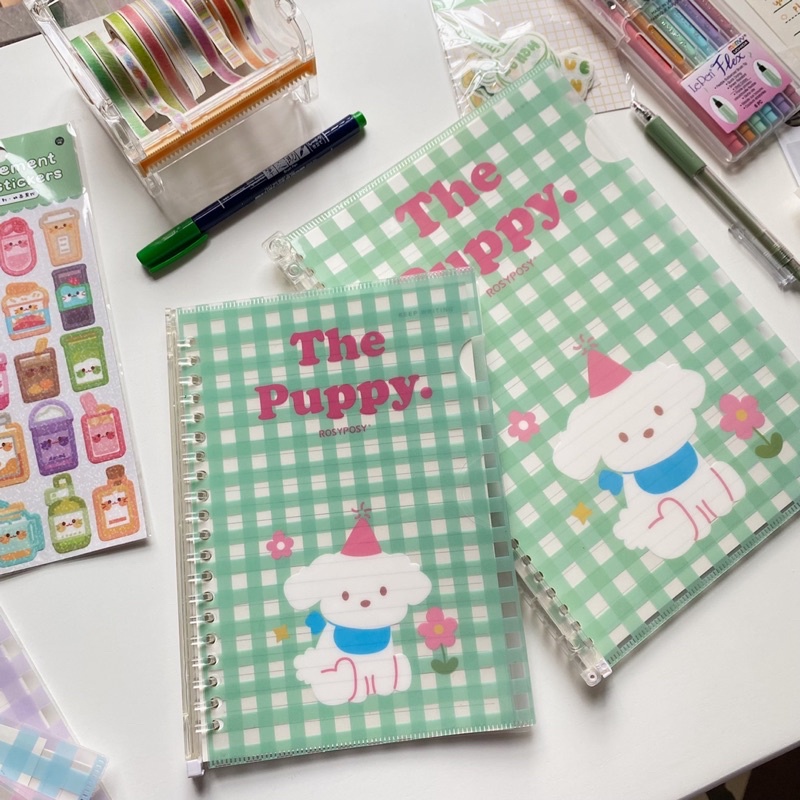 [Binder Caro] Sổ còng bìa dẻo Caro Thú cưng màu pastel xinh xắn, bìa có túi đựng tài liệu học tập take notes hiệu quả