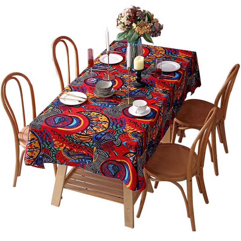 Khăn Trải Bàn Bằng Vải Cotton Và Lanh Hình Vuông Phong Cách Đông Nam Á