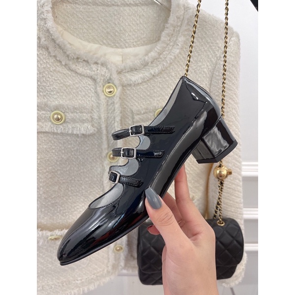 Giày mary jane cổ điển da thật cao cấp thương hiệu Carel mẫu mới gót cao 4.5cm