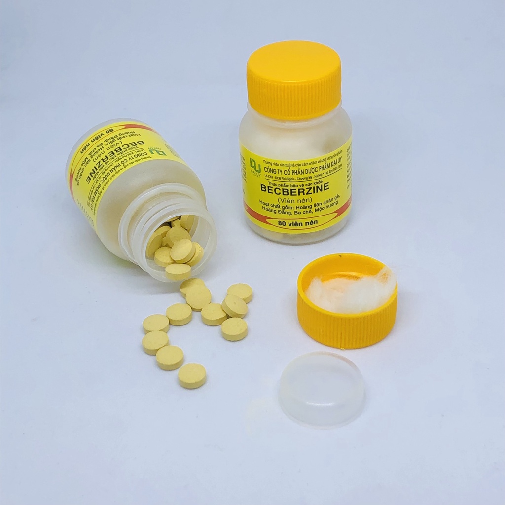 BECBERZINE - Hộp 80 viên nén - Hỗ trợ giảm đau bụng, đi ngoài, rối loạn tiêu hoá, tiêu chảy