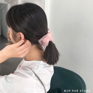 Dây buộc tóc Scrunchies voan caro ❄️