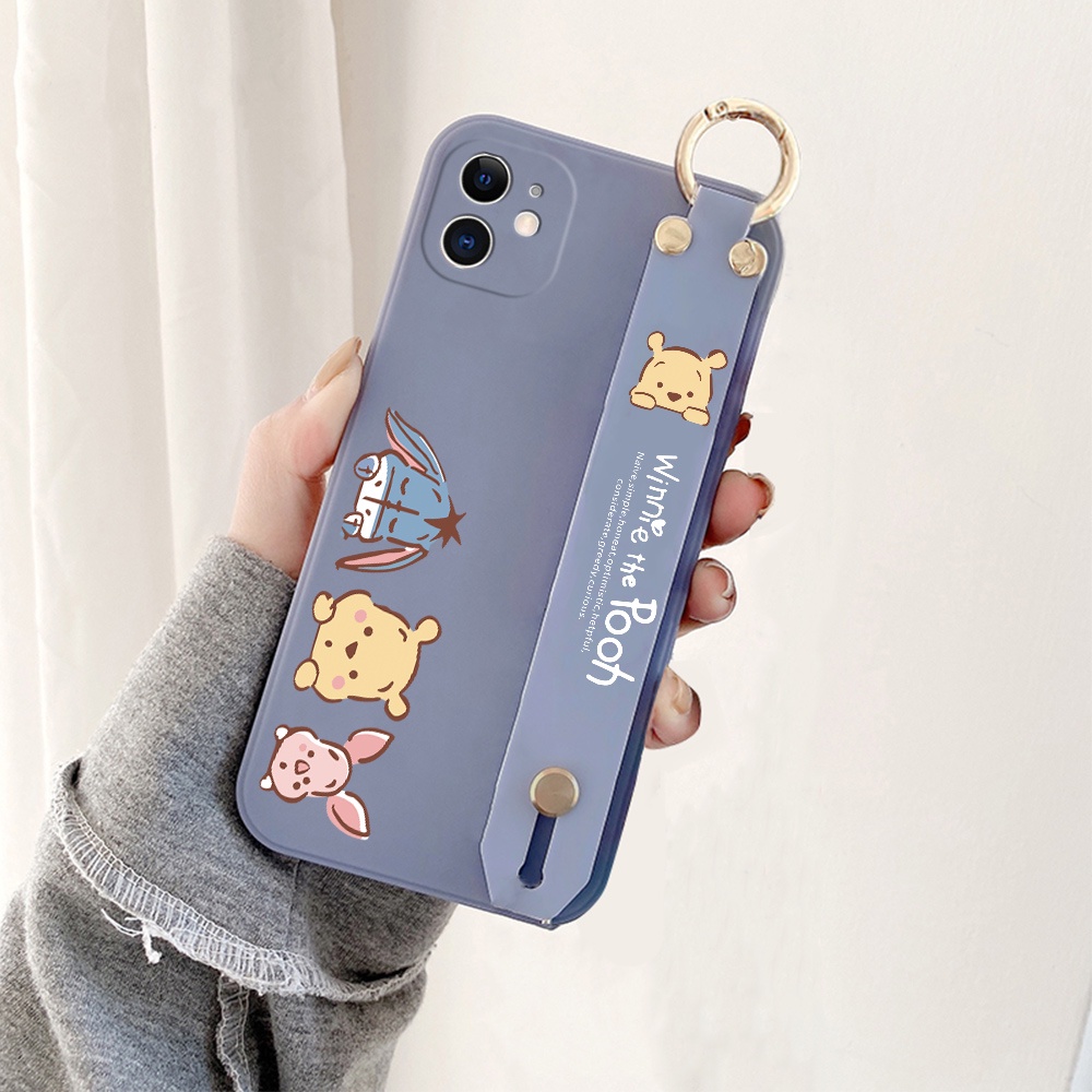 Ốp điện thoại silicone chống sốc in hình gấu Pooh có dây đeo cho Samsung Galaxy M31 M21 M30S M51 M62 F62
