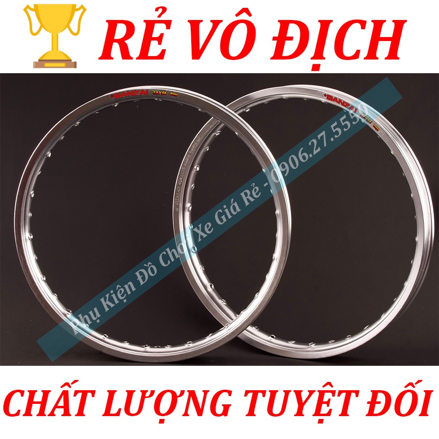 (RẺ VÔ ĐỊCH) Niềng Banzai, bảng 1.4.-1.4 Nguyên Cặp Màu Bạc Ánh Kim, cứng cáp, chất lượng