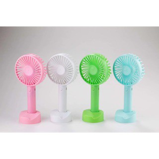 Quạt cầm tay mini  kèm đế để điện thoại ,3 tốc độ gió kèm pin siêu mát có đế để bàn ( Có chọn màu) đã kèm pin