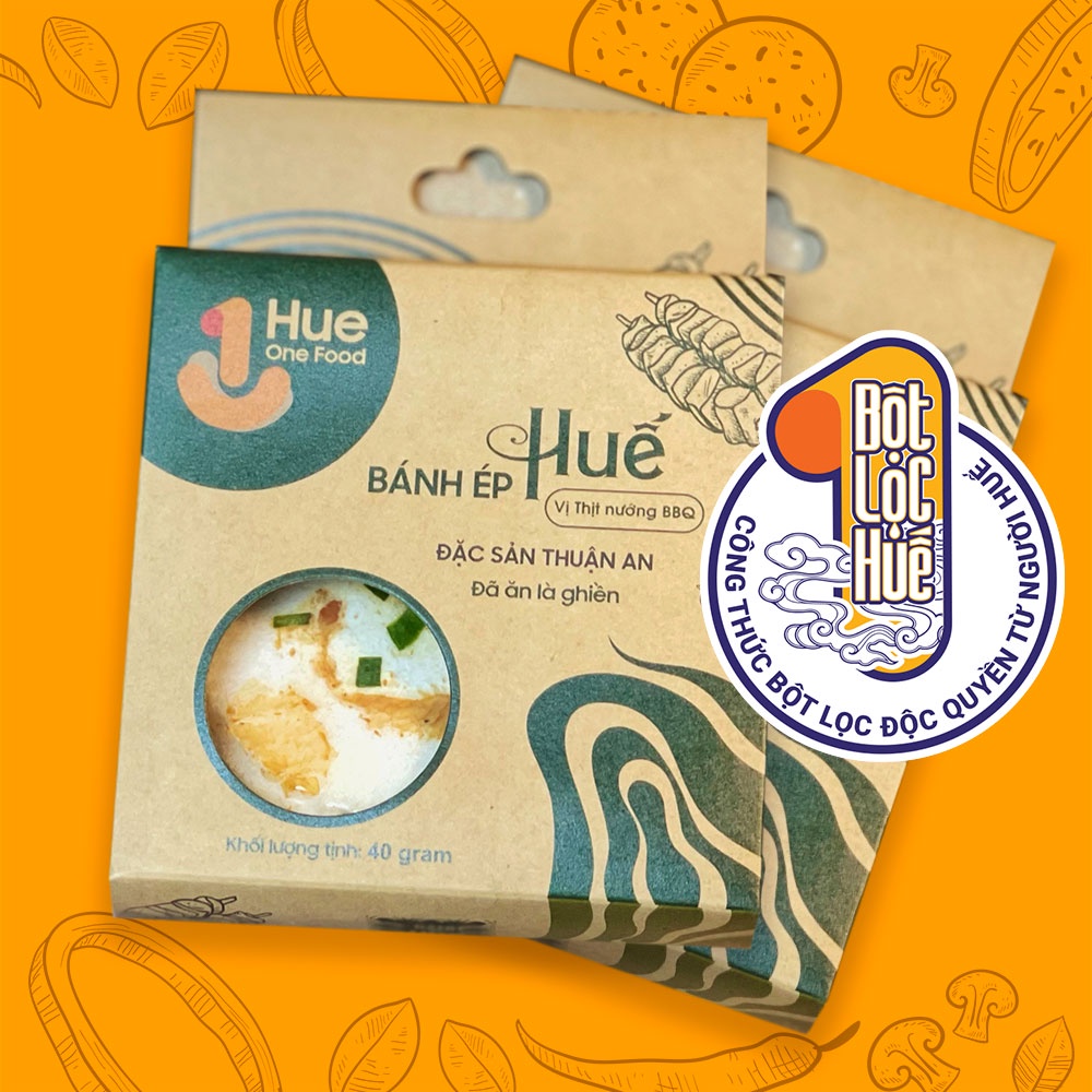 Bánh ép Huế HUE ONE FOOD vị thịt nướng BBQ truyền thống cỡ nhỏ hộp 40g