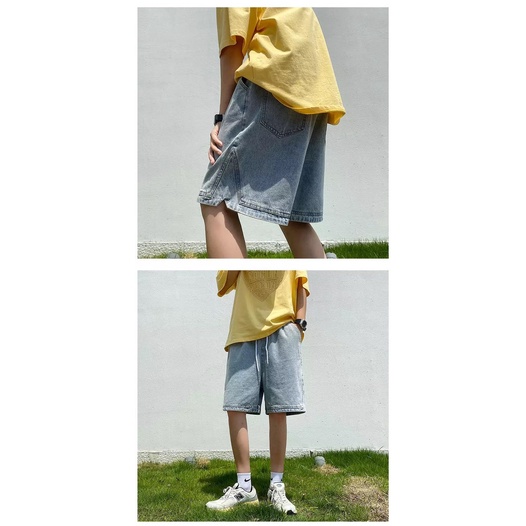 QUẦN SHORT JEANS ỐNG RỘNG NAM NỮ T-A-N Style hàn quốc-QSJ06-chất ngất màu xanh