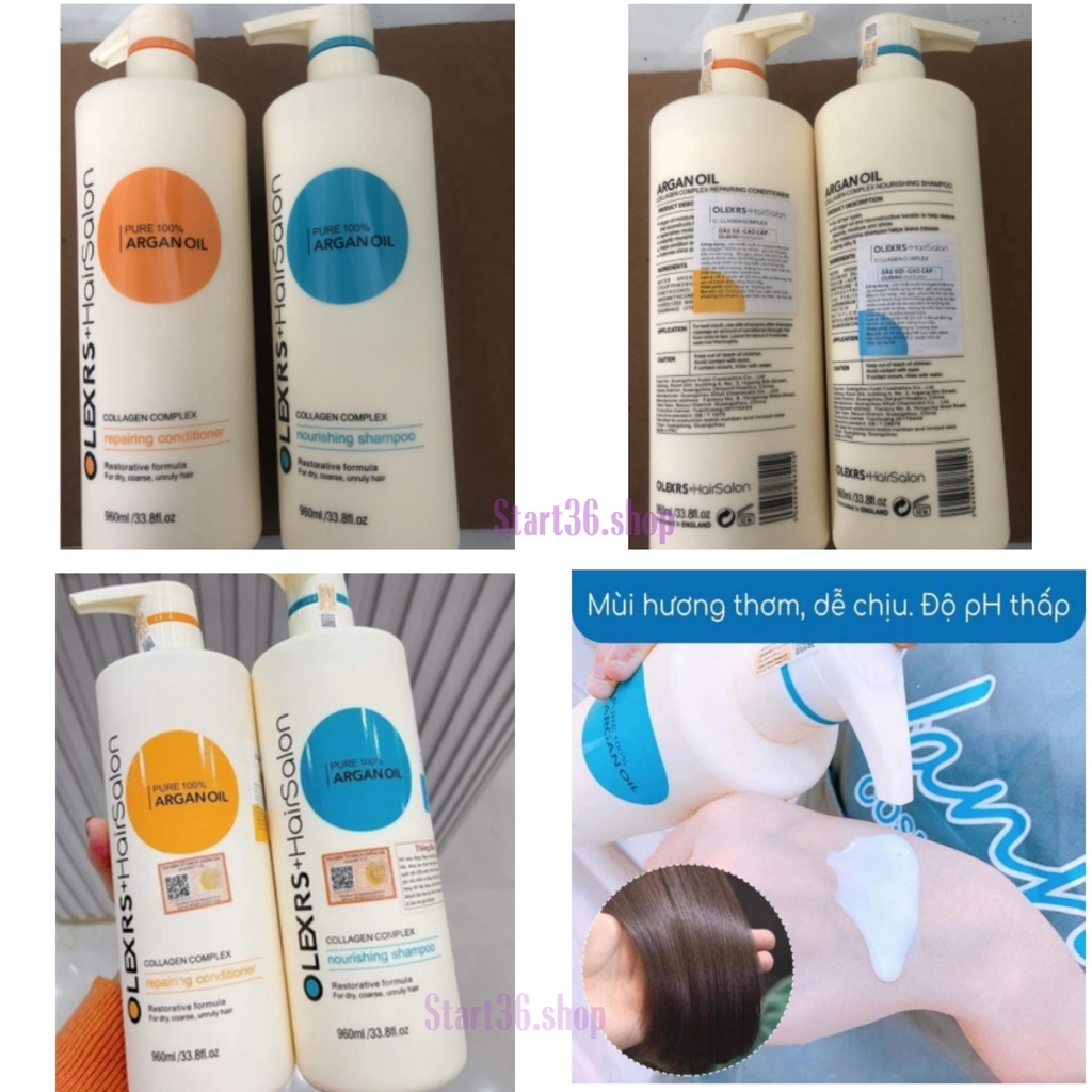 Dầu Gội Olexrs Start36 cặp gội xả olexrs hair salon phục hồi tóc hư tổn ngăn ngừa gầu giảm gãy rụng lưu hương lâu 2 size