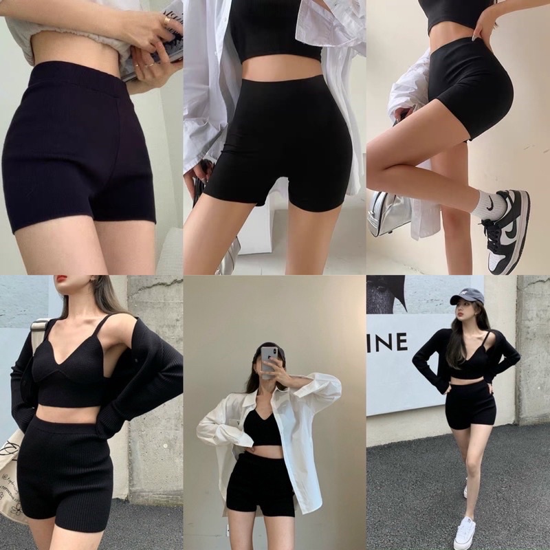 Quần biker short cạp cao chống xoắn nữ Sammivnxk❤️Quần thun đùi❤freeship | WebRaoVat - webraovat.net.vn