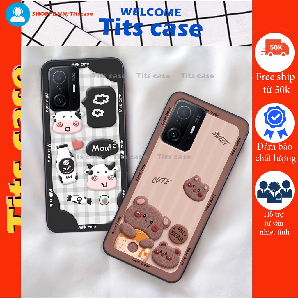 Ốp lưng Xiaomi MI 11T / MI 11T PRO in hình bò sữa, gấu be@r, cute cực  ĐỈNH -  cực CHẤT-  cực COOL