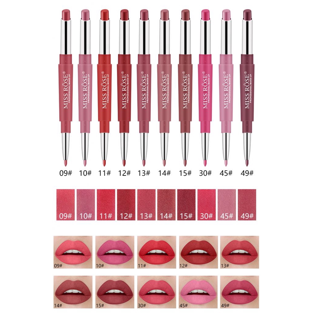 Son môi hai đầu với một đầu kẻ viền môi chống thấm nước bền màu với 10 kiểu màu tùy chọn | BigBuy360 - bigbuy360.vn