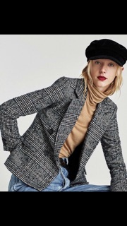 Áo dạ nữ kẻ zara xuất xịn