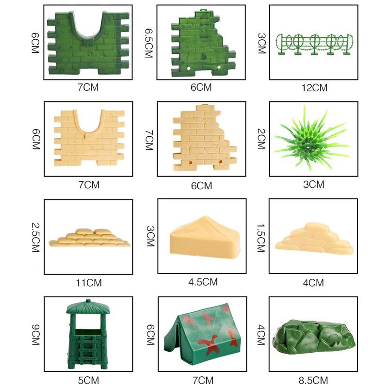 70Pcs/Lot Military Plastic Soldier Model Toy Army Men Accessories Kit for Boys