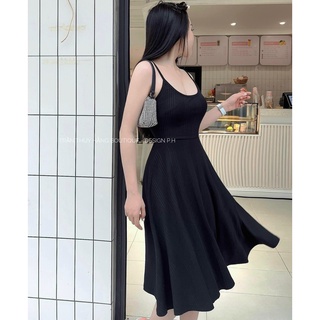 đầm 2 dây dáng xòe, chất thun gân lth