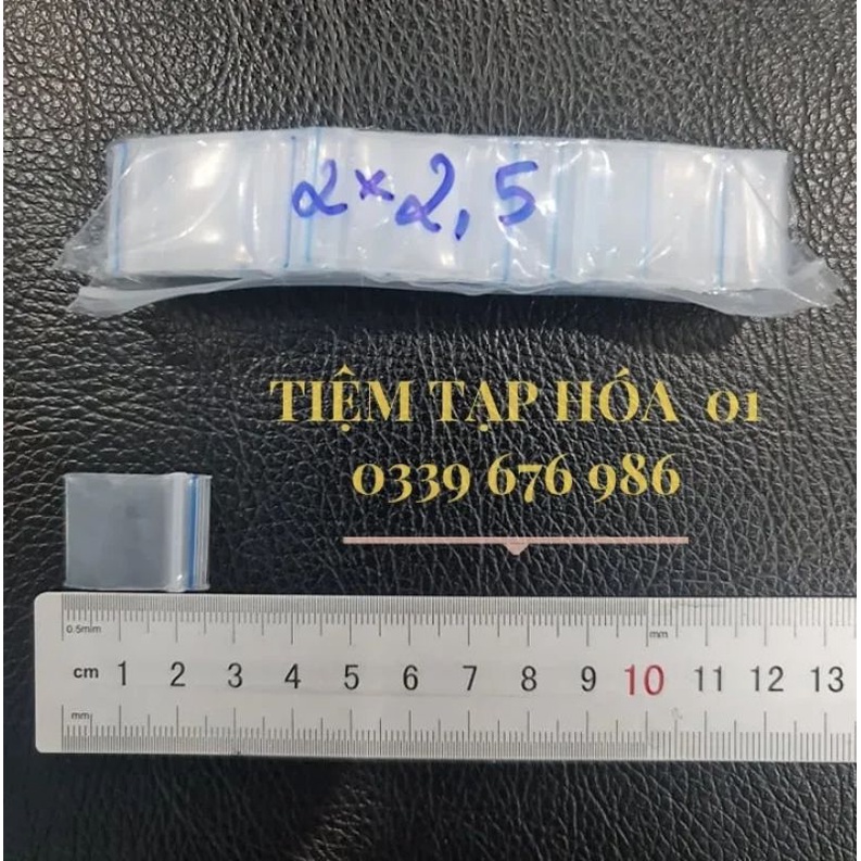 100 túi zip mini size 2cm x 2,5cm giá 29k loại dày, bì zip nhỏ, túi zip loại nhỏ, túi nilon miết mép