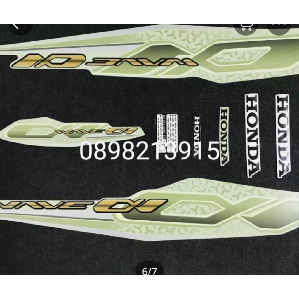DECAL, BỘ TEM RỜI, TEM FULL MẪU ZIN CHO WAVE ANPHA 2019 MÀU XANH CHUỐI