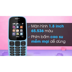 [Siêu Rẻ BH 1 năm] Điện thoại Chính Hãng NOKIA 105 1 SIM (2017) máy đẹp 99% - Tặng dây cáp xạc Samsung - Iphone