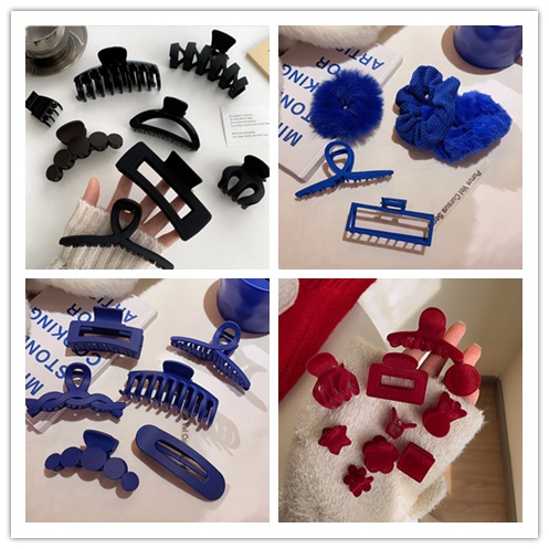 1 Kẹp Tóc Đính Hạt Acrylic Màu Xanh Dương / Đỏ / Đen Thời Trang Cho Nữ