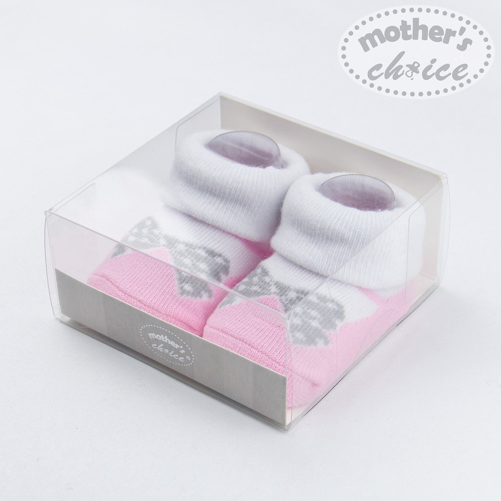 Hộp Tất cho bé sơ sinh hộp đơn màu hồng trắng Mother's Choice - chất liệu co giãn, mềm mại cho bé size 0-6M IT11575