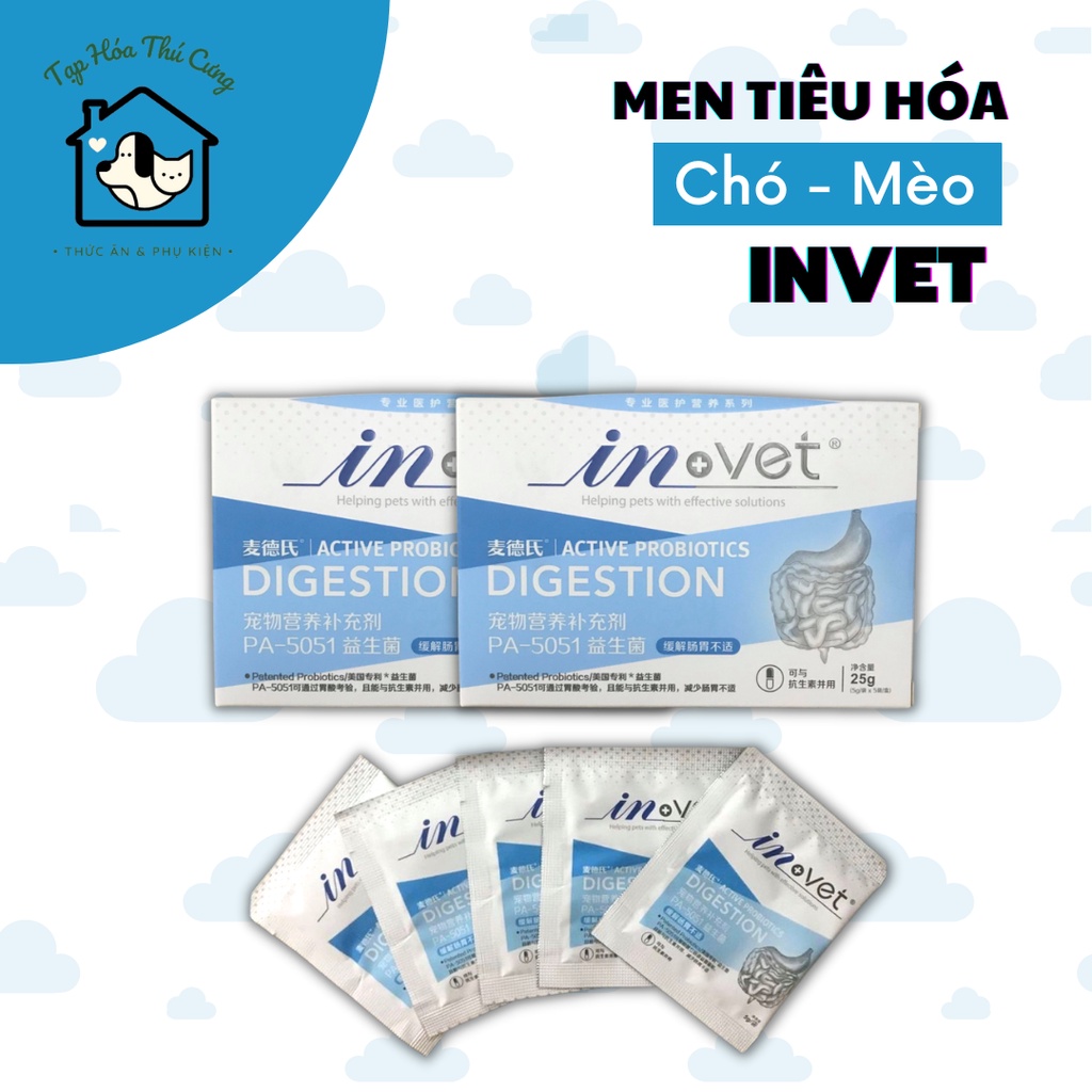 Combo 5 gói Men vi sinh hỗ trợ tiêu hóa cho chó mèo InVet Active Probiotics 5g