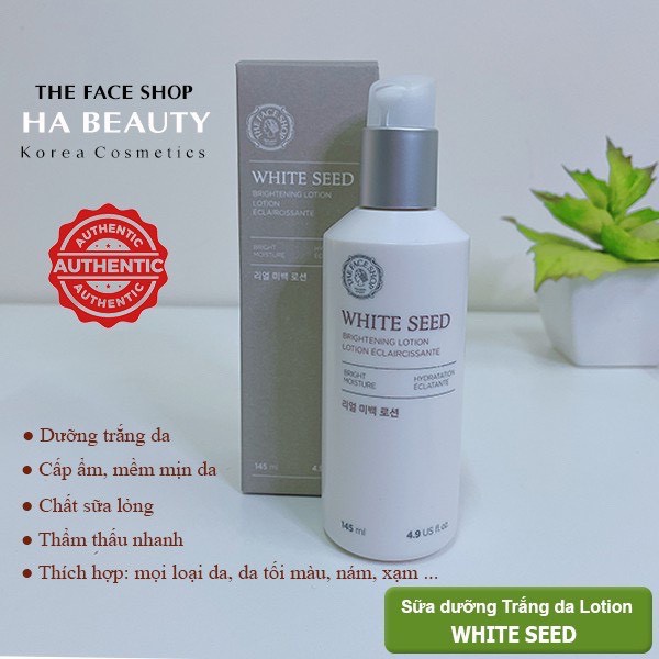 Sữa dưỡng ẩm trắng da làm mờ nám đốm nâu The Face Shop White Seed Brightening Lotion 145ml