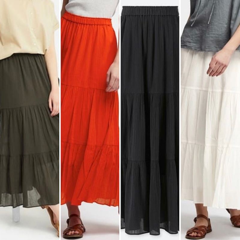 (UNIQLO Nhật chính hãng) Nữ - Chân váy cạp chun dáng xoè dài xếp tầng | BigBuy360 - bigbuy360.vn