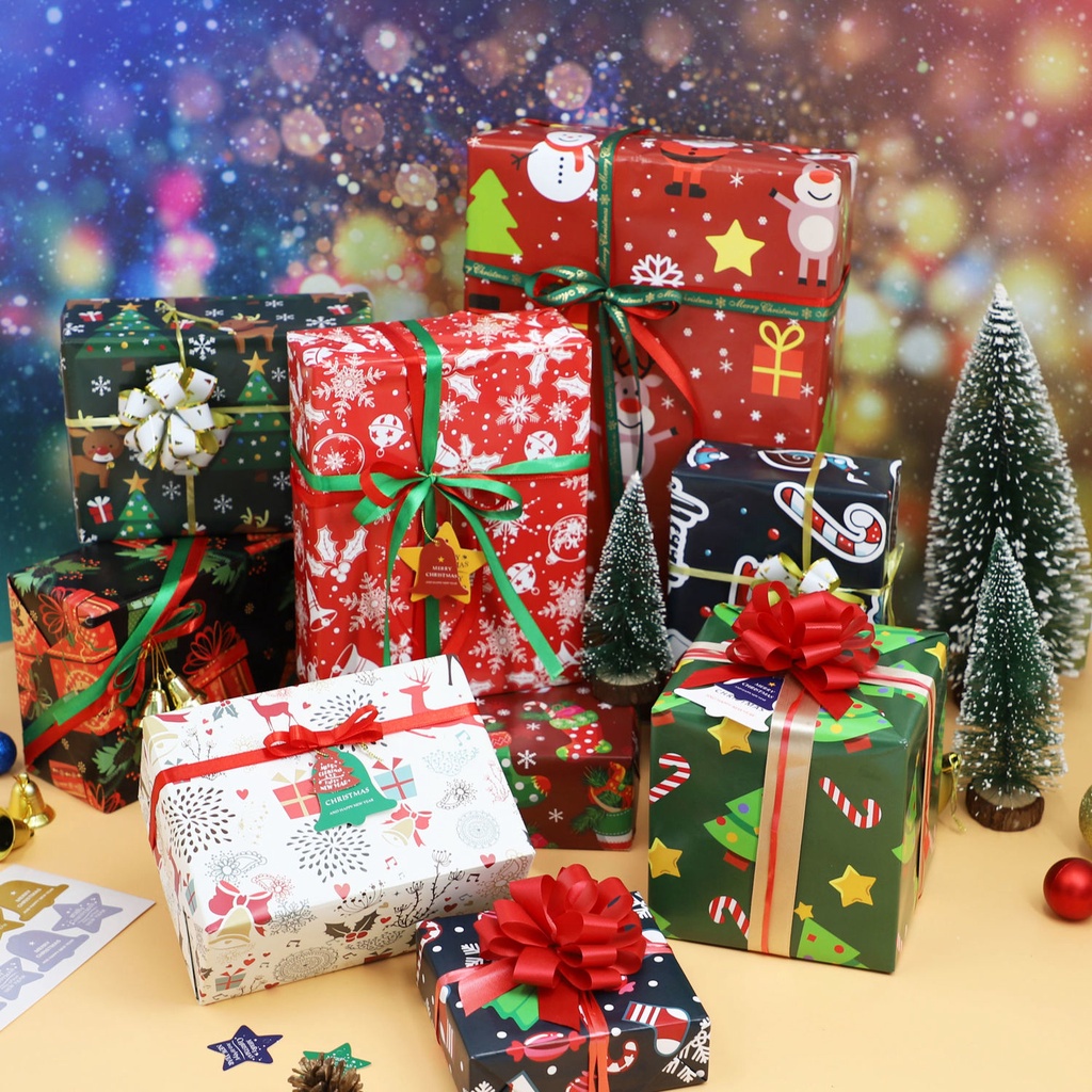 Giấy gói quà họa tiết hoạt hình giáng sinh độc đáo cao cấp 74*51cm