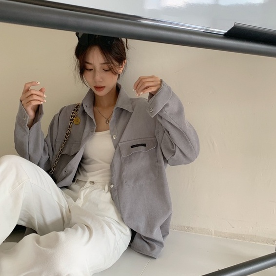 ZHELIHANGFEI Áo Sơ Mi Tay Dài Form Rộng Theo Phong Cách Retro Dễ Phối Đồ