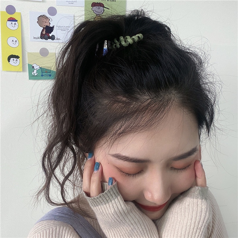 Dây Buộc Tóc Co Giãn Màu Trơn Không Để Lại Dấu Vết Dành Cho Nữ