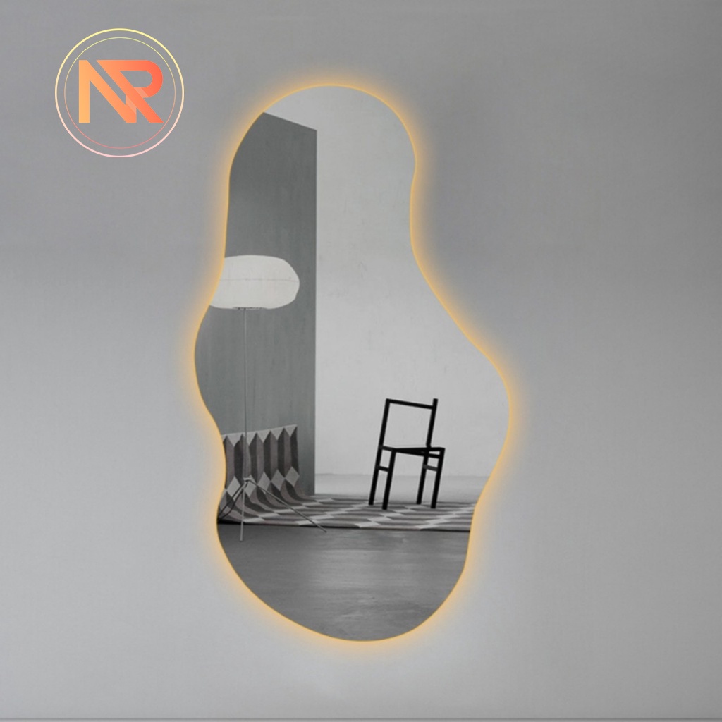 Gương Toàn Thân Hình Hạt Đậu, Treo Tường Led Cảm Ứng Cao Cấp 40x70cm 60x100cm Full Phụ Kiện