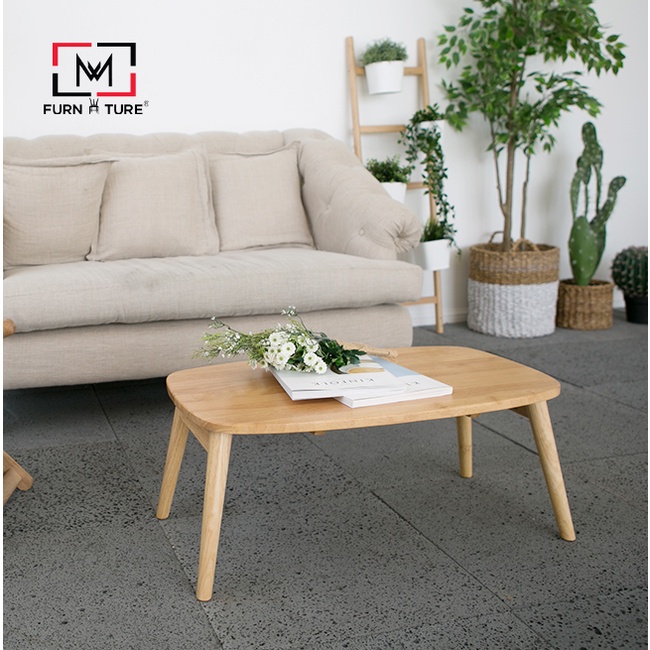 Bàn trà sofa chân gấp gọn cao cấp B Table không sạp màu Trắng/Gỗ thương hiệu MW FURNITURE - Nội thất căn hộ